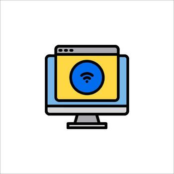 A computer monitor with a wifi symbol on it vector