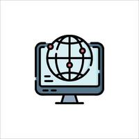A computer monitor with a globe icon vector