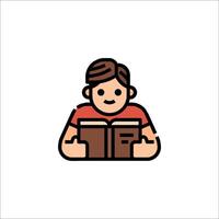A man reading a book icon vector