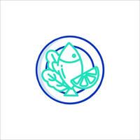 A fish and a slice of lemon in a circle vector