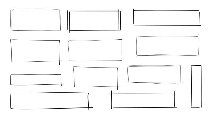 12 Hand Drawn Scribble Rectangle Frames