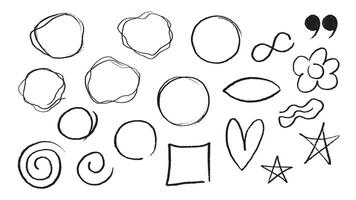 19 Hand Drawn Textured Abstract Scribble Line Shapes vector