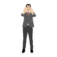 Young business producer and selfie with perspective for creative vision making hand frame sign. vector