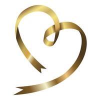 Gold serpentine, ribbon streamer the shape of a heart in isolated on white background. Golden Ribbon streamer. Confetti. Element For greeting with Christmas, New Year, Mother's Day, Valentine's vector