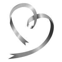 Silver streamer, ribbon serpentine the shape of heart in isolated on white background. Silver Ribbon streamer. Confetti. Design element For greeting with Christmas, New Year, Mother's Day, Valentine's vector