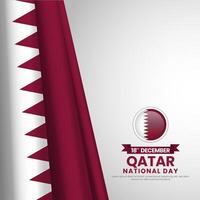 Happy Qatar National Day Square Banner Background With Realistic Waving Flag and Blank Space Area vector