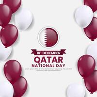 Qatar Independence Day Square Banner Background with Balloons in Colors of the National Flag For Greeting Card vector