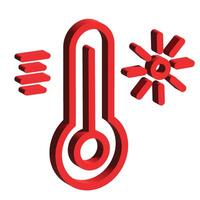 Hot weather thermometer icon illustration on white background. Flat web design element for website, app or infographics materials. vector
