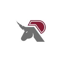 Modern Styled Unicorn with R Letter Geometric Logo Design vector