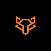 Modern flat outline logo of a fox head, featuring a simple, minimalist cutout design vector