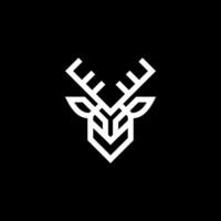 Deer Head logo, with simple minimalist modern bold black and white outline geometric style vector