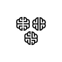 Modern minimalist logo set with bold, black and white outlines illustrating concepts of brain, mind, and intelligence vector