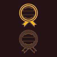 Two badges with ribbons and a ribbon on a black background vector