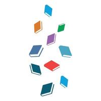 A bunch of books flying in the air vector