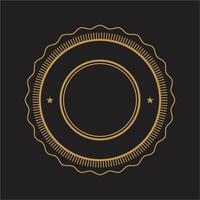 Golden circle badge on black background vector
