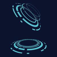 A futuristic blue circular design with circles vector