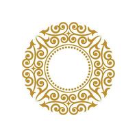 Golden circular frame with swirls on a white background vector