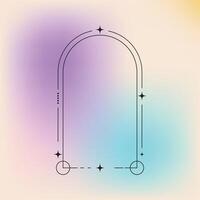 A line drawing of a curved arch with a line going through it vector