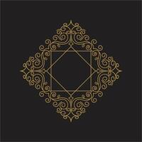 Golden frame with swirls and swirls on a black background vector