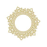 Golden circular frame with a floral design vector