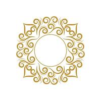 Golden round frame with swirls on a white background vector