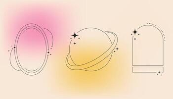 Three different shapes of planets and stars vector