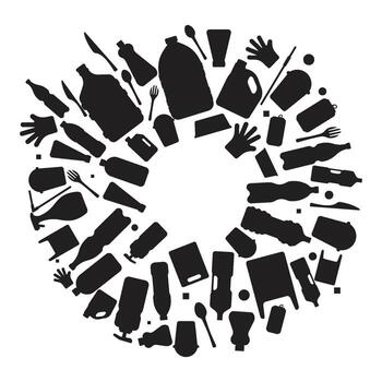 un circular forma de varios artículos arreglado en un circulo vector