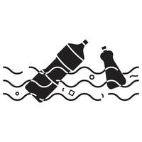 Plastic bottle and bottle in the ocean vector