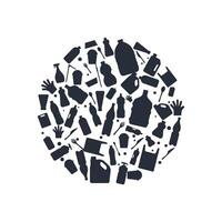 A circle with various cleaning products in it vector