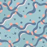 A blue and pink pattern with dots and lines vector