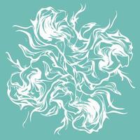 A snowflake with white swirls on a blue background vector