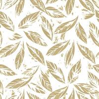 Gold leaf pattern on white background vector