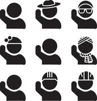 The elements include a person with a hand raised vector