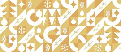 Merry Christmas and Happy New Year. Mosaic, minimal scandinavian pattern. Geometric background in bauhaus style. vector