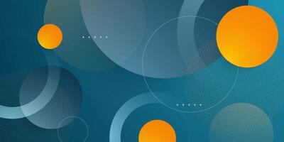 Abstract 3D background with dark blue color and bright orange circle pattern design. Dynamic color blue gradient background design. vector