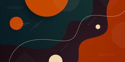 Abstract 3D wave art background design with dark brown combination orange and green color for design. Papercut background. Overlap background. vector