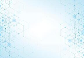 Abstract hexagonal molecular structures in technology background and science style. Medical design vector