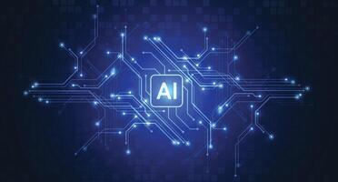 Artificial intelligence chipset on circuit board in futuristic concept technology artwork for web, banner, card, cover vector