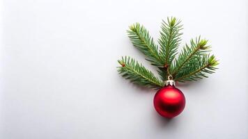 Tiny Christmas Tree Branch with Red Ornament photo