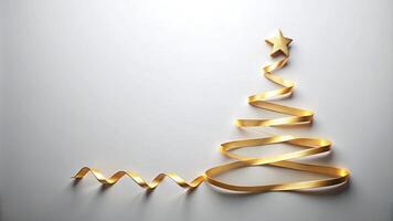 Golden Ribbon Forming a Christmas Tree Shape on White Background photo