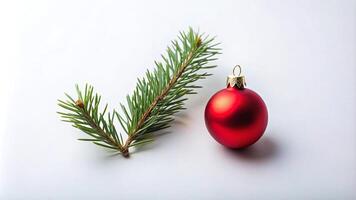 Small Sprig of Pine with a Single Red Bauble photo