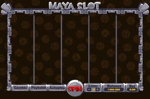 Casino slot machine game UI design, stone gambling mobile app concept for the Maya Slot themed Casino Game. The game user interface with stone basic buttons vector