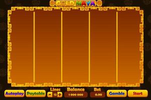 Casino slot machine game UI design, gambling mobile app concept for the Gold Maya themed Casino Game. The Golden game user interface with basic buttons vector