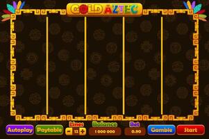 Casino slot machine game UI design, gambling mobile app concept for the Gold Aztec themed Casino Game. The Golden game user interface with basic buttons vector