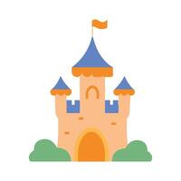 Castle Palace Kingdom Royal Historic Heritage Building Architecture with Flag vector