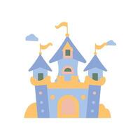 Castle Palace Kingdom Royal Fort Historic Heritage Building Architecture with Flag and Gate vector