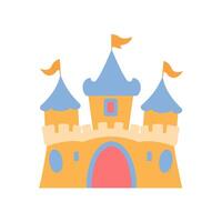 Castle Palace Kingdom Royal Fort Historic Building Architecture with Flag vector