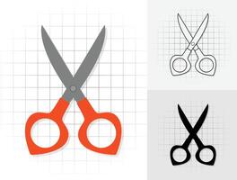 Open scissor icon, orange scissors symbols outline or silhouette illustration for mobile concept and web design vector