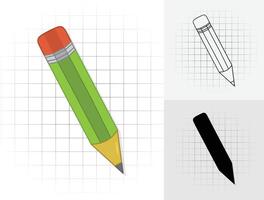 Pencil icon, symbols outline or silhouette illustration for mobile concept and web design vector