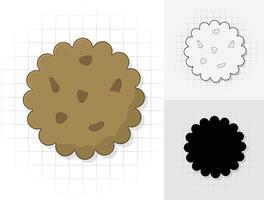 Biscuit icon, cookie snack symbols outline or silhouette illustration for mobile concept and web design vector